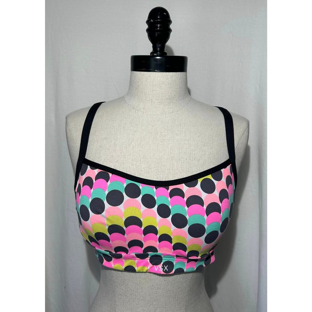 VICTORIA'S SECRET SPORT Polka Dot Underwire Bra Adjustable Racerback Womens 32D